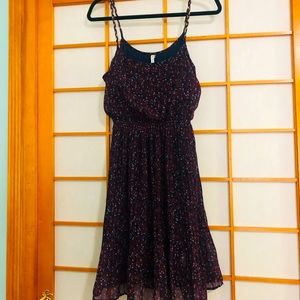 Willow & Clay floral blue and red dress with pleats